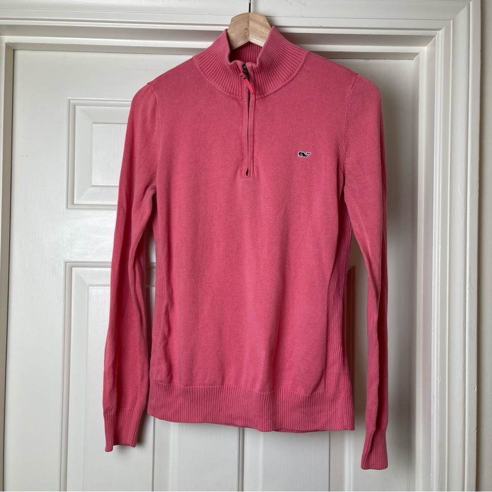 Vineyard Vines Pink Quarter Zip Sweater Medium
